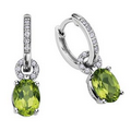 7mm Peridot Drop Earrings in 10K White Gold with Diamond Accents (0.12 CT. T.W.)